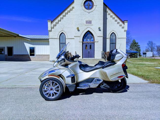 Spyder in front of Church